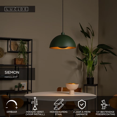 Lucide SIEMON - Hanglamp - Ø 40 cm - 1xE27 - Groen - USP